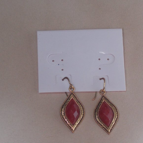Vintage amber with gold trim pierced earrings - Picture 2 of 5